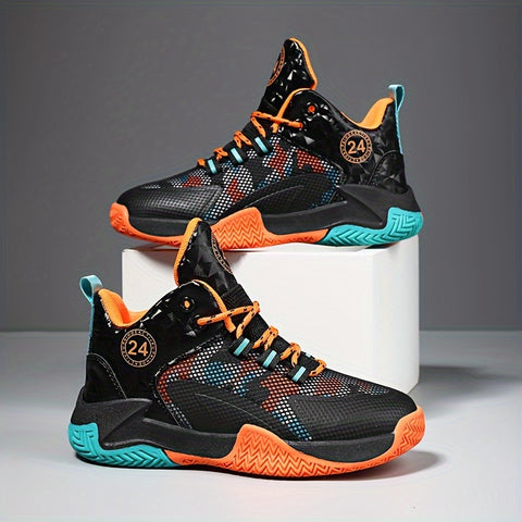Kids' Comfy Trendy Basketball Sneakers - Non-Slip, Breathable, Lace-Up, Casual Shoes for Outdoor Activities, Playground, School, and Everyday Wear