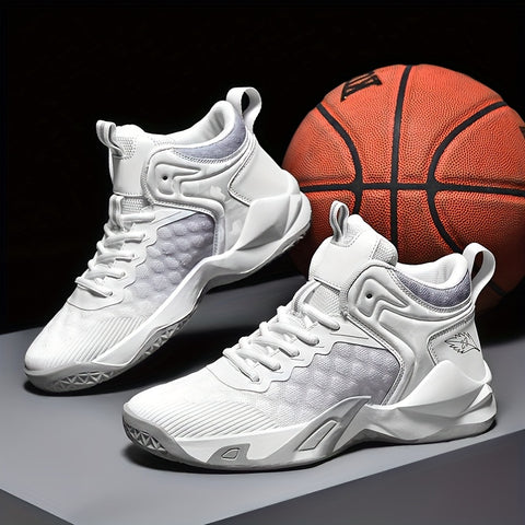 Men's Lace-up Basketball Sneakers, Shock-absorbing And Breathable Athletic Shoes For Basketball Training And Competition
