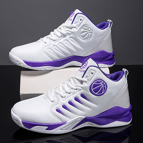 Men's High-Top/Mid-Top Basketball Shoes - Heavy-Duty Lace-Up Sneakers with Arch, Non-Slip Rubber Sole & Breathable -like Texture - All-Black/Black with Red Accent/Red/Black Color Options - Gym, Walking, Casual Shoes for Men