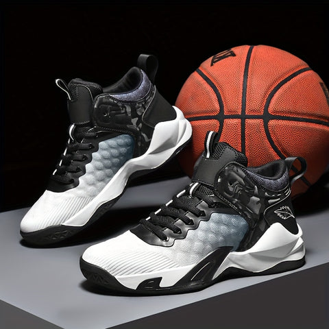 Men's Lace-up Basketball Sneakers, Shock-absorbing And Breathable Athletic Shoes For Basketball Training And Competition