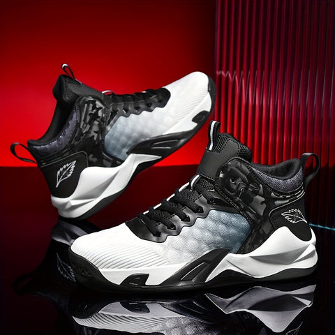 Men's Lace-up Basketball Sneakers, Shock-absorbing And Breathable Athletic Shoes For Basketball Training And Competition