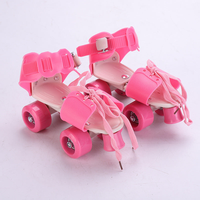 Roller Skates Double Row Pulley Four-wheeled Children's Adjustable Roller Skates