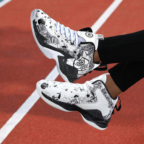 Women's Graffiti Basketball Sneakers - High Quality, Durable, Anti-Slip Rubber Sole, Breathable Mesh Upper, Lightweight for Running, Walking & Sports, Versatile Sneakers | Stylish Basketball Shoes | Durable Rubber Sole
