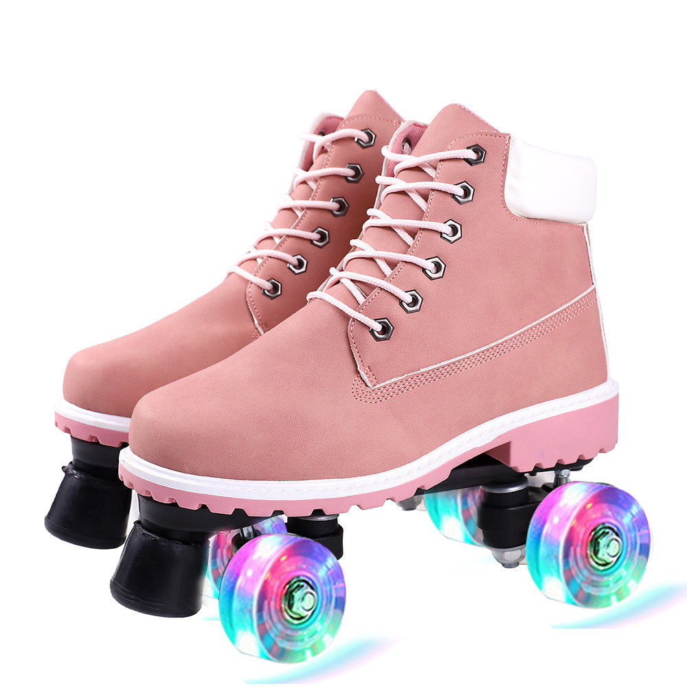 Double Row Skates, Double Row Pulleys, Four-roller Skates, Roller Skating Flashing Wheels