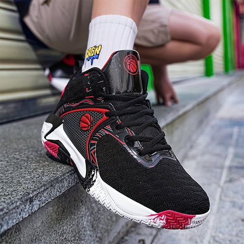 Men's High-Top Basketball Sneakers - Durable, Non-Slip, Shock-Absorbing Running Shoes with Breathable Mesh Upper, Yellow & Black Design for Sports, Running, and Outdoor Activities